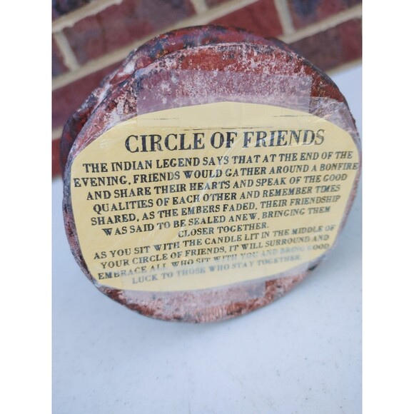 VTG 7x8 Terra Cotta Circle of Friends / Native American Candle Holder EUC - Picture 3 of 3